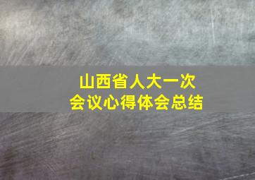 山西省人大一次会议心得体会总结