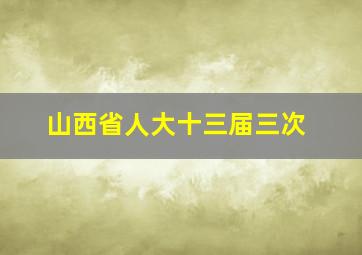 山西省人大十三届三次