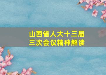 山西省人大十三届三次会议精神解读