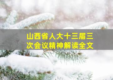 山西省人大十三届三次会议精神解读全文