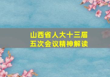 山西省人大十三届五次会议精神解读