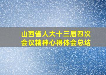 山西省人大十三届四次会议精神心得体会总结