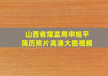 山西省煤监局申旭平简历照片高清大图视频