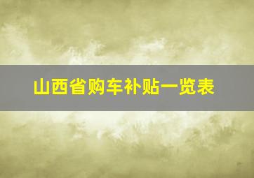 山西省购车补贴一览表