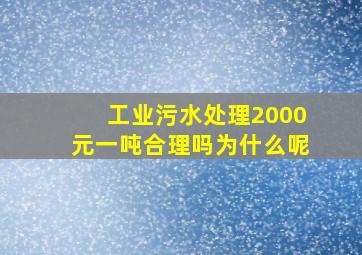 工业污水处理2000元一吨合理吗为什么呢