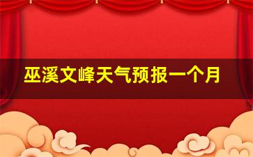 巫溪文峰天气预报一个月