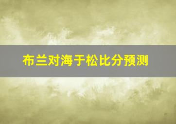 布兰对海于松比分预测