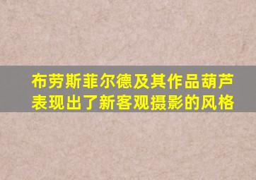 布劳斯菲尔德及其作品葫芦表现出了新客观摄影的风格