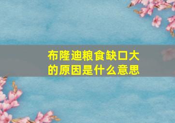 布隆迪粮食缺口大的原因是什么意思