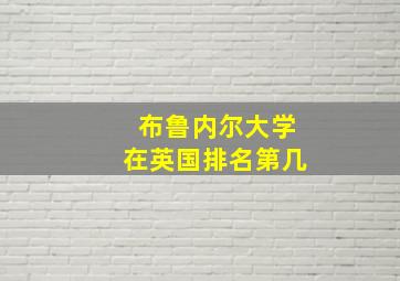 布鲁内尔大学在英国排名第几