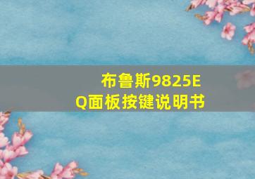 布鲁斯9825EQ面板按键说明书