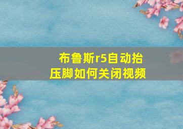 布鲁斯r5自动抬压脚如何关闭视频