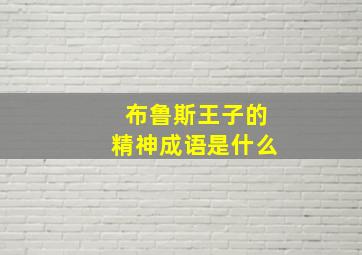 布鲁斯王子的精神成语是什么