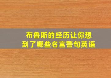 布鲁斯的经历让你想到了哪些名言警句英语