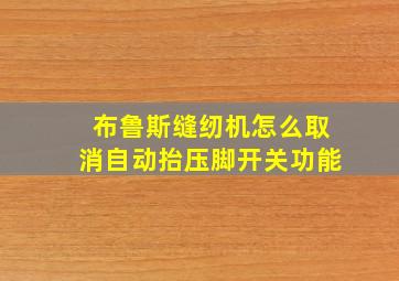 布鲁斯缝纫机怎么取消自动抬压脚开关功能