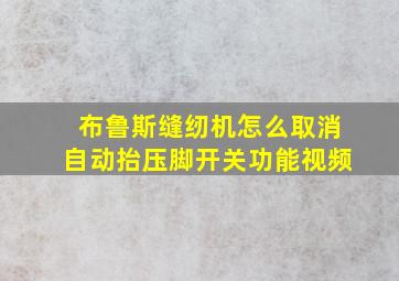 布鲁斯缝纫机怎么取消自动抬压脚开关功能视频