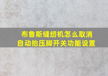 布鲁斯缝纫机怎么取消自动抬压脚开关功能设置