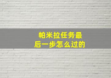 帕米拉任务最后一步怎么过的