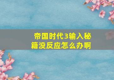 帝国时代3输入秘籍没反应怎么办啊