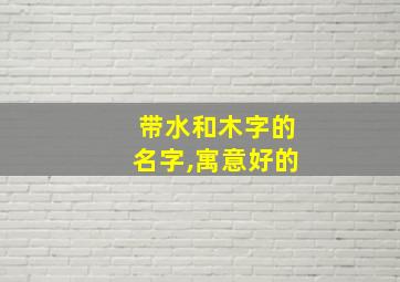 带水和木字的名字,寓意好的