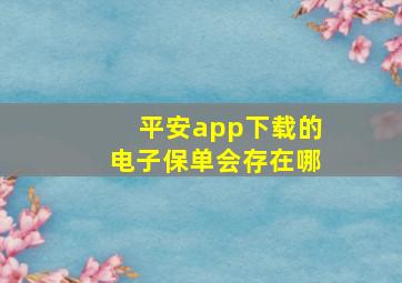 平安app下载的电子保单会存在哪