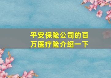 平安保险公司的百万医疗险介绍一下