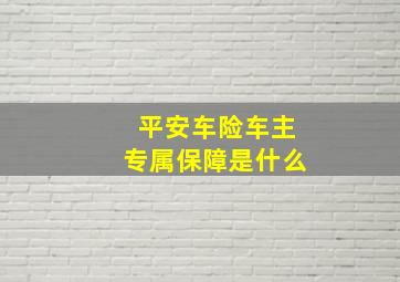 平安车险车主专属保障是什么