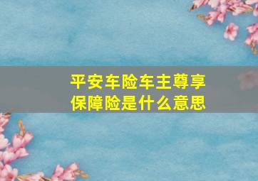 平安车险车主尊享保障险是什么意思