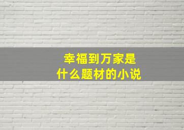 幸福到万家是什么题材的小说