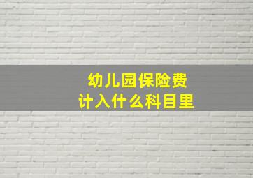 幼儿园保险费计入什么科目里