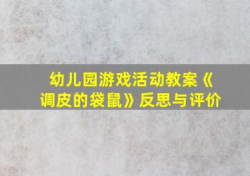 幼儿园游戏活动教案《调皮的袋鼠》反思与评价