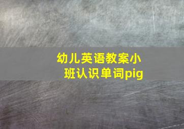 幼儿英语教案小班认识单词pig