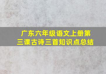 广东六年级语文上册第三课古诗三首知识点总结