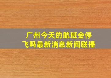 广州今天的航班会停飞吗最新消息新闻联播