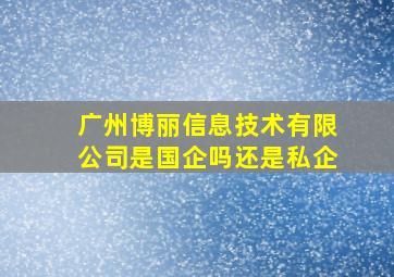 广州博丽信息技术有限公司是国企吗还是私企