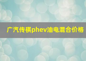 广汽传祺phev油电混合价格