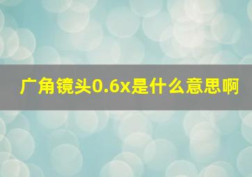 广角镜头0.6x是什么意思啊