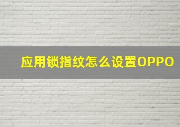 应用锁指纹怎么设置OPPO