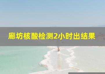 廊坊核酸检测2小时出结果