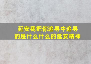 延安我把你追寻中追寻的是什么什么的延安精神