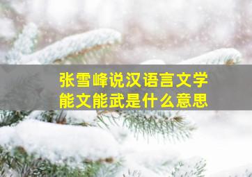 张雪峰说汉语言文学能文能武是什么意思