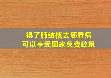 得了肺结核去哪看病可以享受国家免费政策