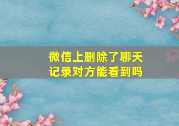 微信上删除了聊天记录对方能看到吗