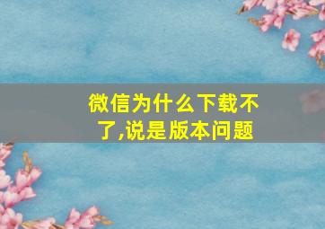 微信为什么下载不了,说是版本问题