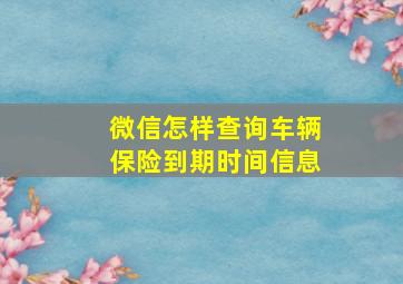 微信怎样查询车辆保险到期时间信息