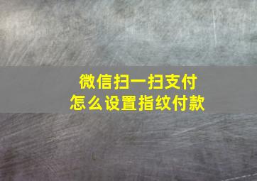 微信扫一扫支付怎么设置指纹付款