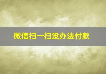 微信扫一扫没办法付款