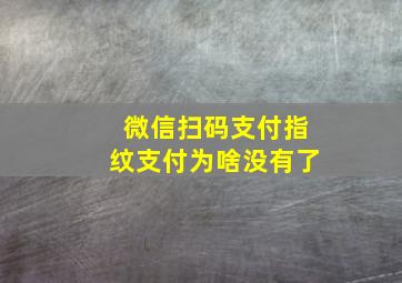 微信扫码支付指纹支付为啥没有了