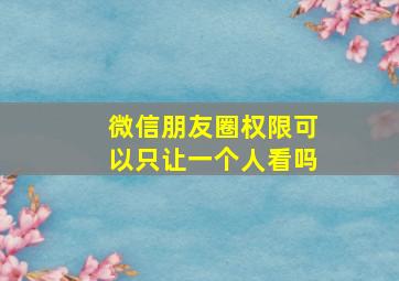 微信朋友圈权限可以只让一个人看吗