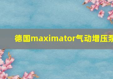 德国maximator气动增压泵